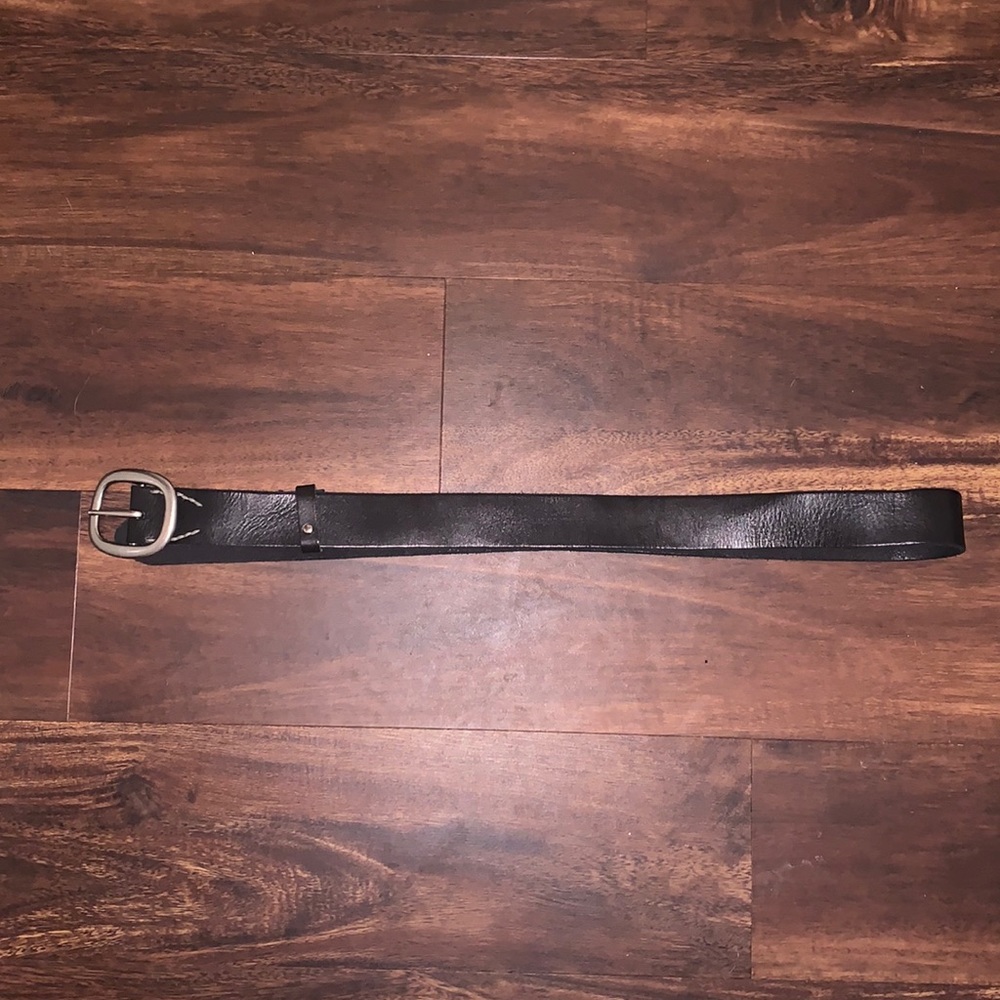 Classic Black Leather Women's Belt with Silver Buckle